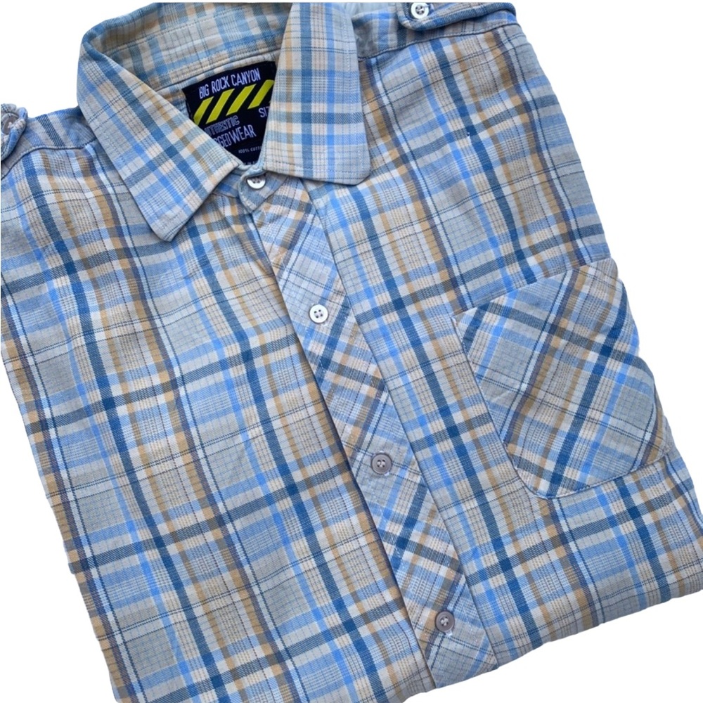 Big Rock Canyon Men’s Plaid Rugged Wear Flannel Long Sleeve Shirt Sz M